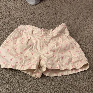 GAP Kids Cream Shorts with Pink Floral Design